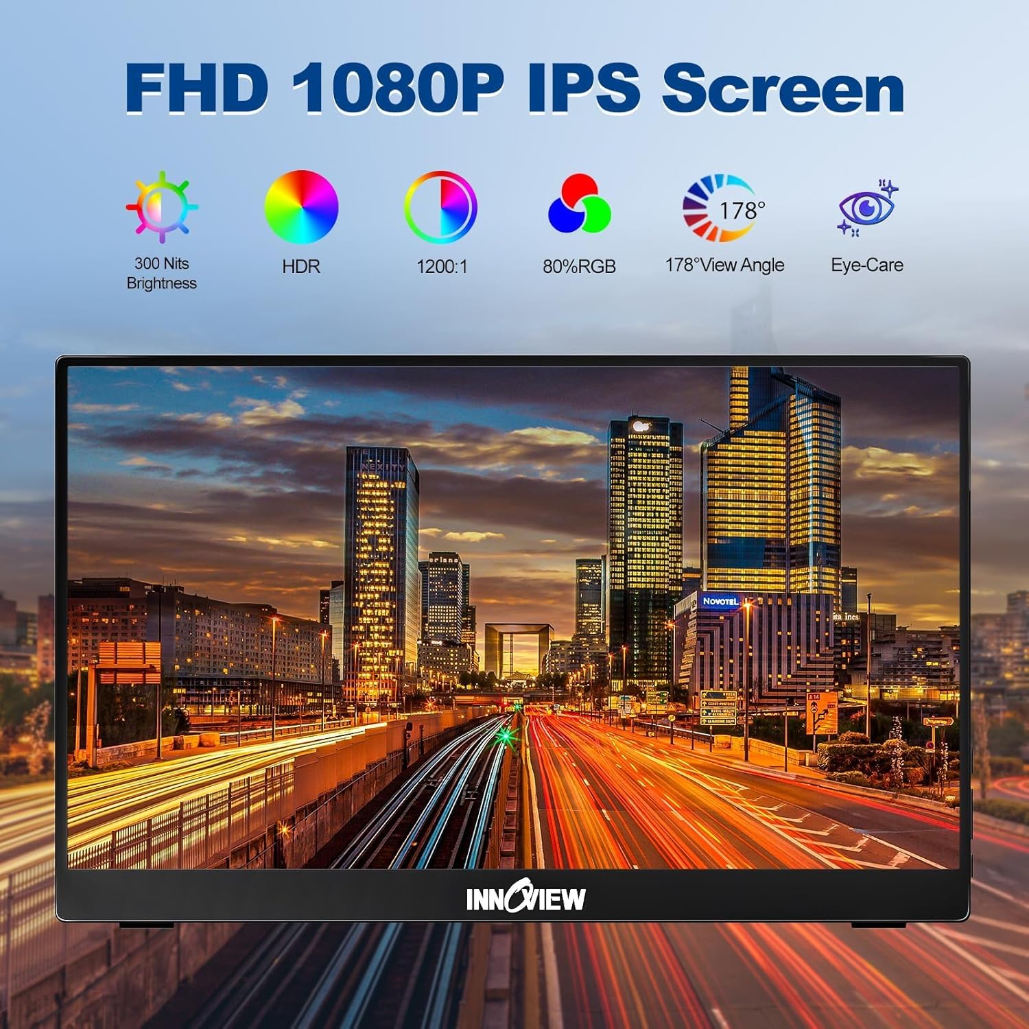 Монітор портативний InnoView INVPM001 15.6" 1080P FHD USB-C, HDMI, HDR, IPS, VESA Mount & Protective Sleeve - Зображення 8