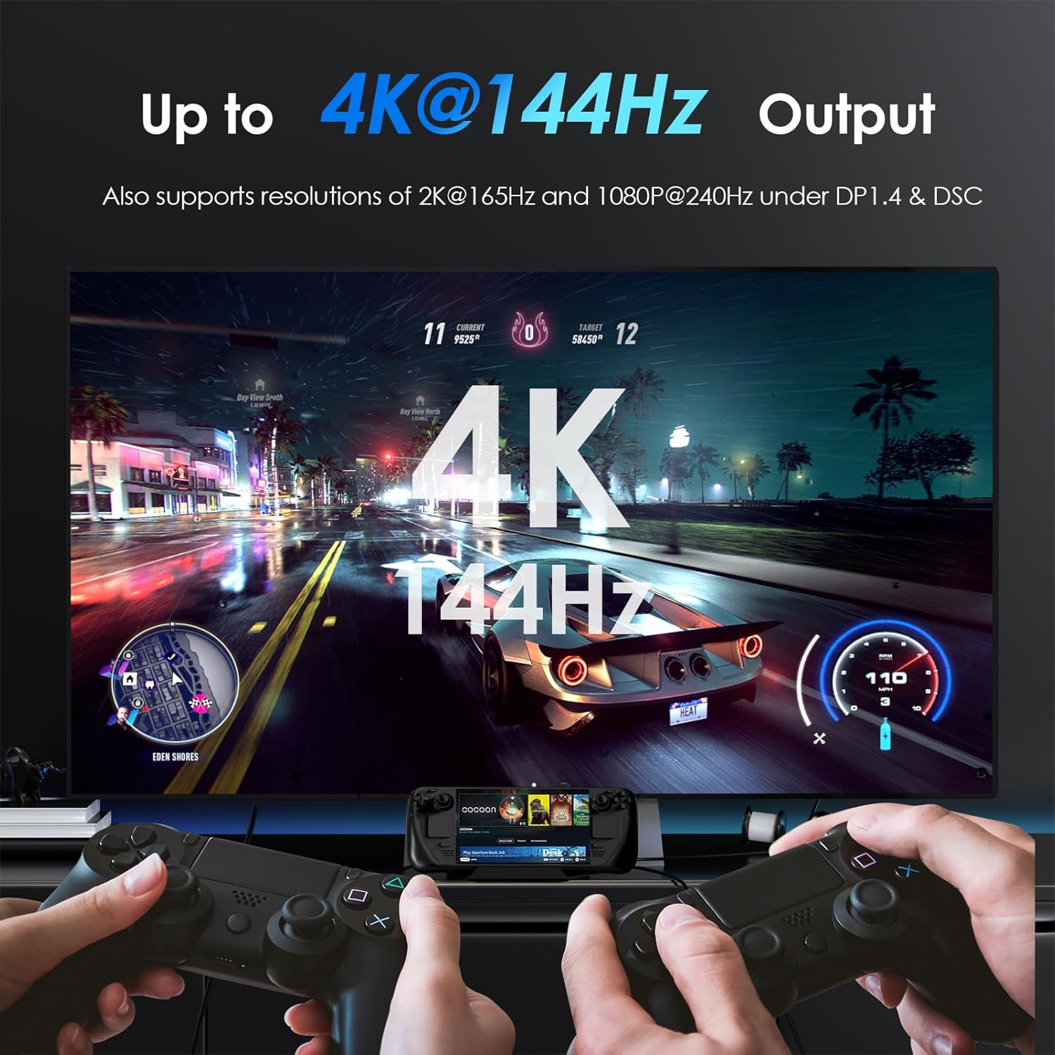 Док-станція WAVLINK для Steam Deck/ROG Ally/Legion Go Dock, 6-в-1 HDMI 4K@144Hz, Gigabit Ethernet, USB-A та 100 Вт USB-C - Зображення 3