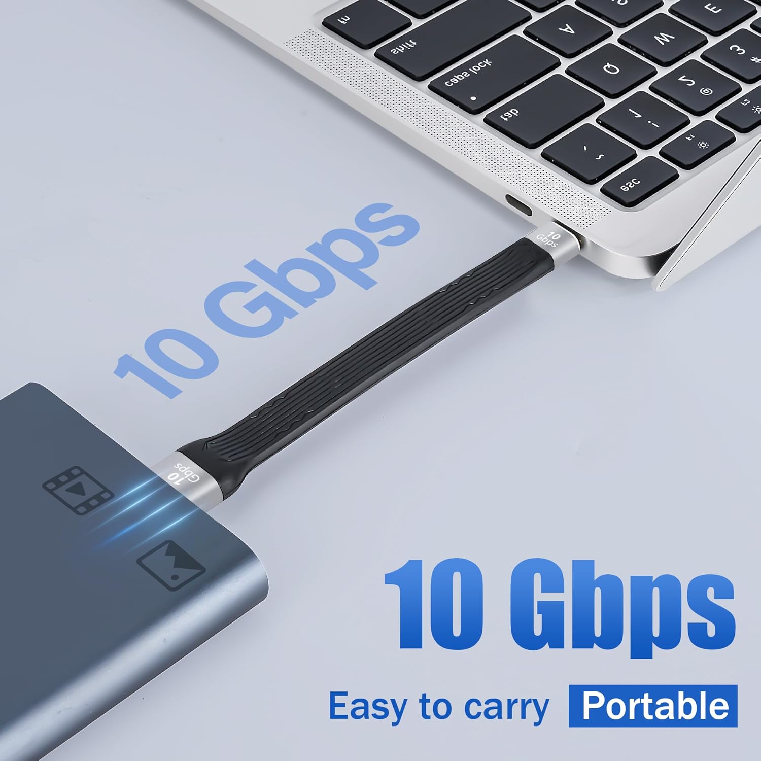 Кабель Purcopper USB A to USB-C 15Вт, USB 3.1, 10Gbps, 0.12м, black - Зображення 4