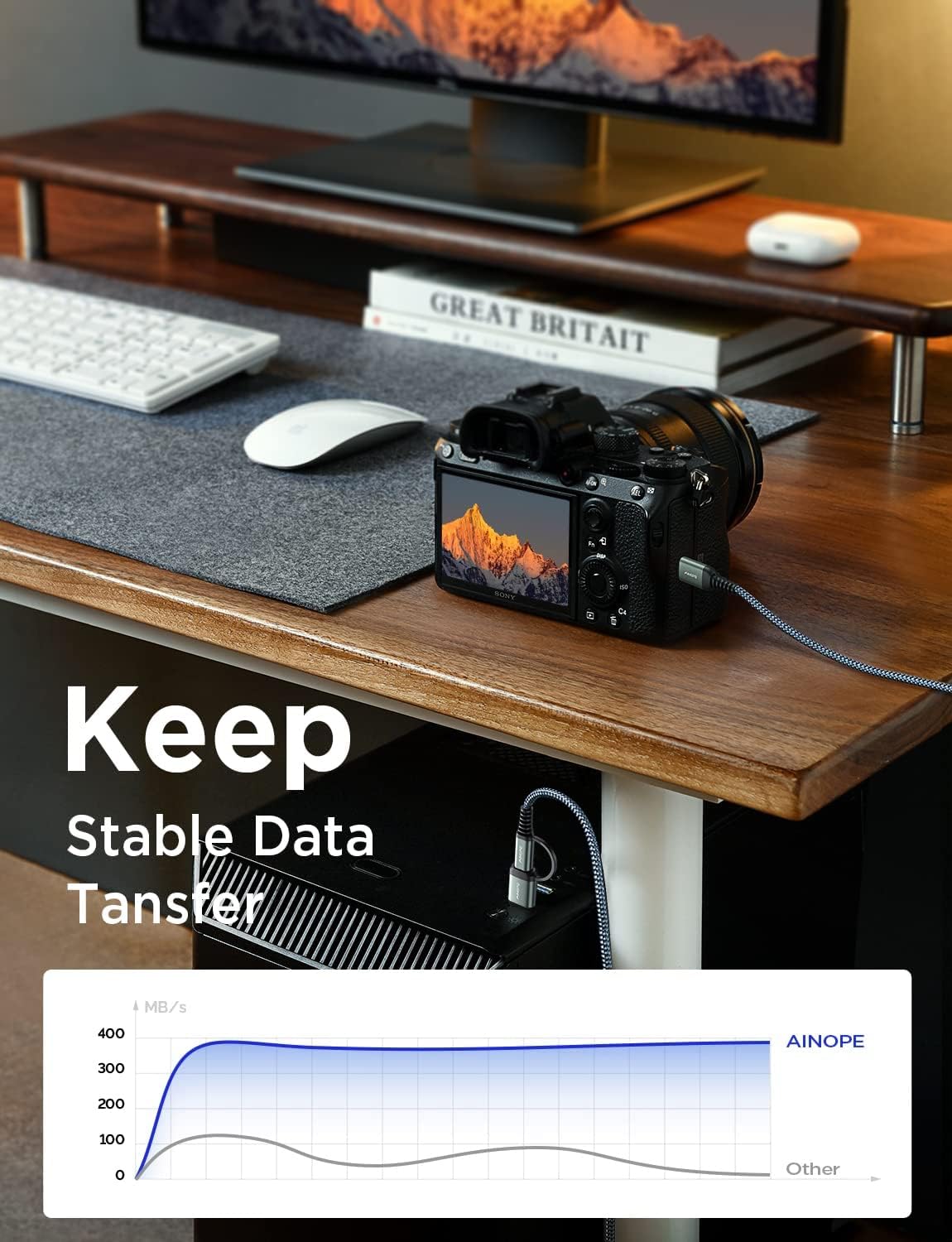 Кабель AINOPE USB 3.1 USB A/C Male to Micro B Male 10Gbps 0.5м grey - Зображення 7