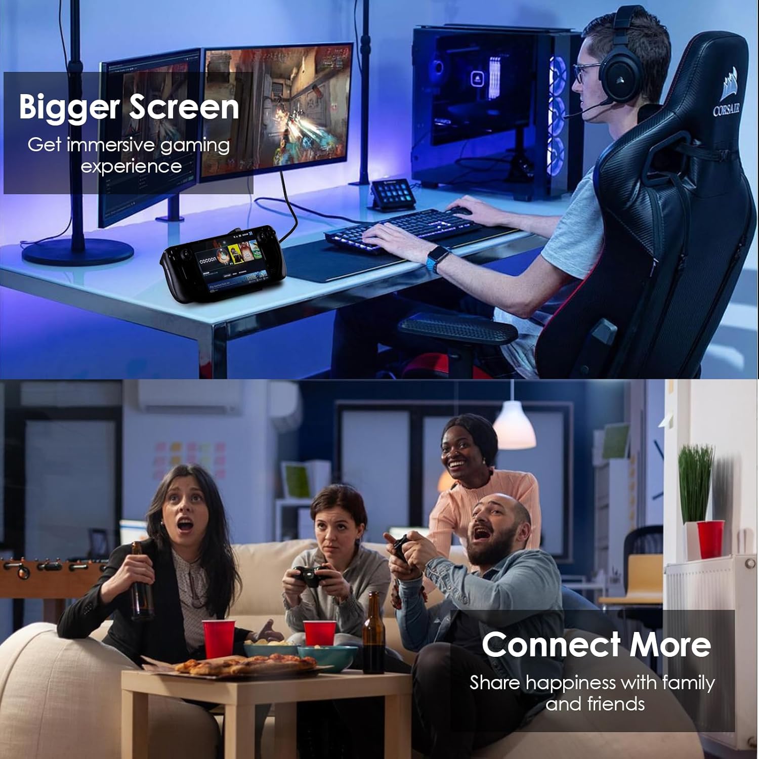 Док-станція WAVLINK для Steam Deck/ROG Ally/Legion Go Dock, 6-в-1 HDMI 4K@144Hz, Gigabit Ethernet, USB-A та 100 Вт USB-C - Зображення 8