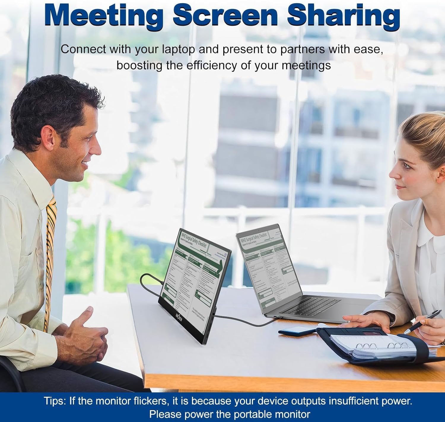 Монітор портативний InnoView INVPM001 15.6" 1080P FHD USB-C, HDMI, HDR, IPS, VESA Mount & Protective Sleeve - Зображення 3