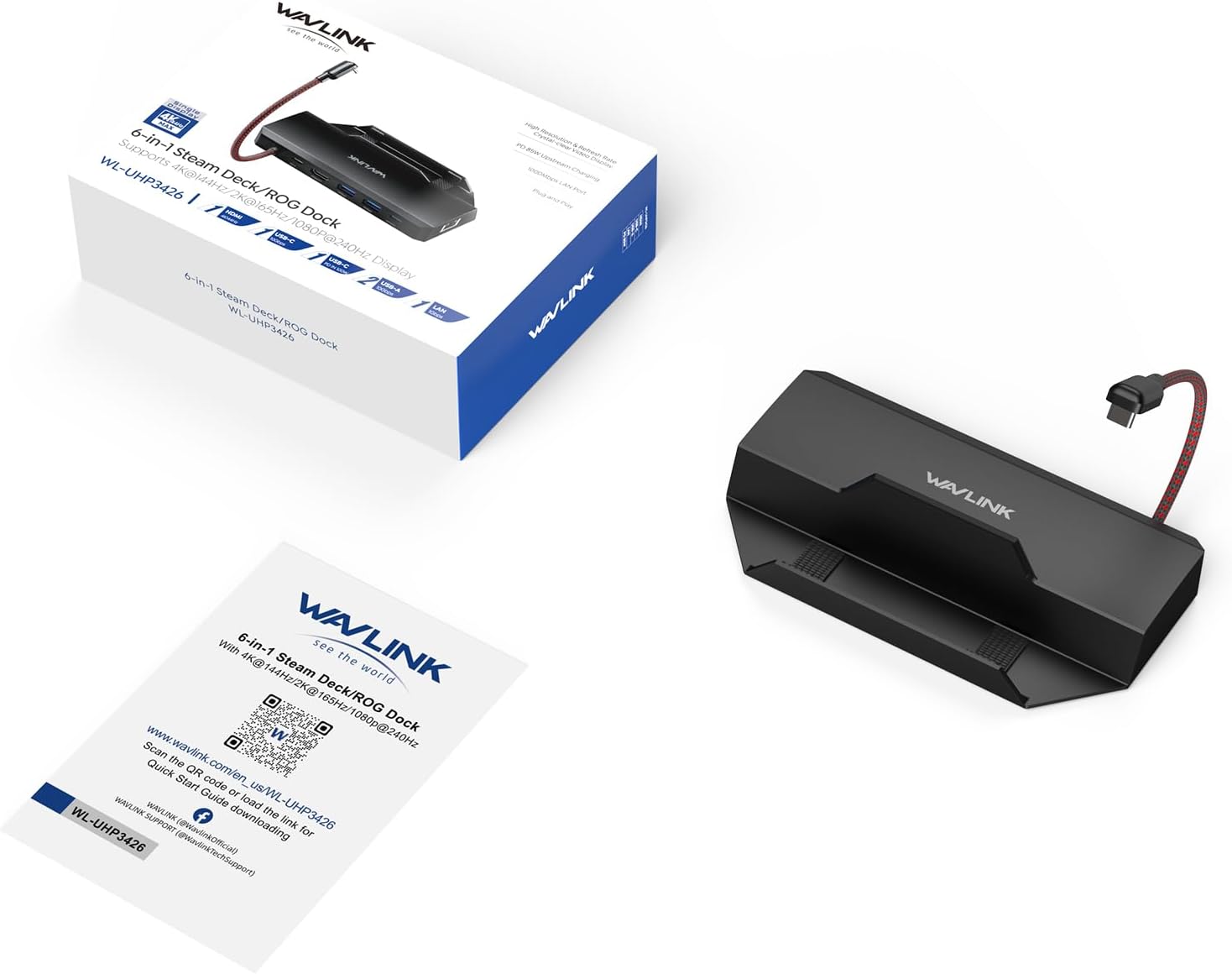 Док-станція WAVLINK для Steam Deck/ROG Ally/Legion Go Dock, 6-в-1 HDMI 4K@144Hz, Gigabit Ethernet, USB-A та 100 Вт USB-C - Зображення 9