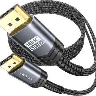 Кабель Jsaux Displayport v2.1 16K@60Hz, 8K@120Hz, 4K@240Hz, 80Gbps, 3м, сірий