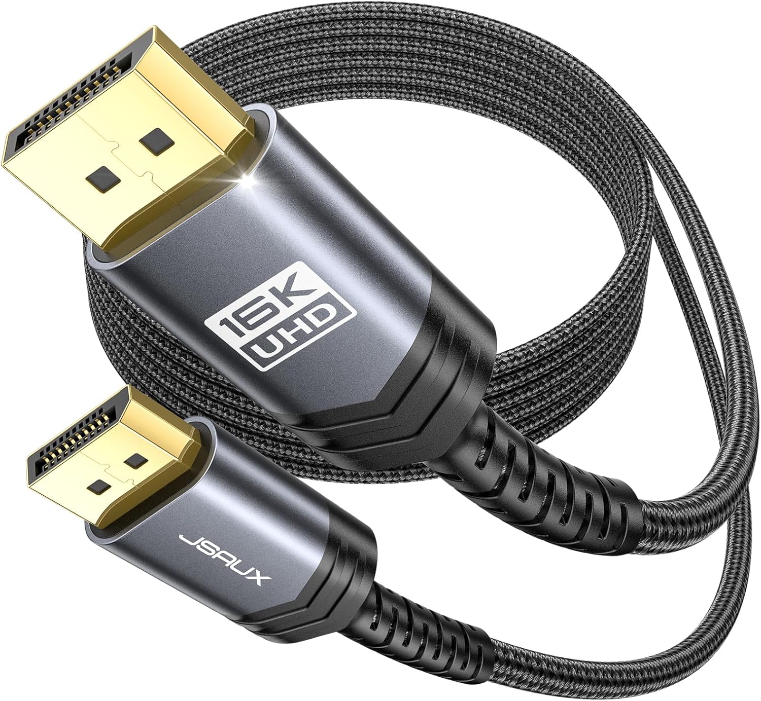 Кабель Jsaux Displayport v2.1 16K@60Hz, 8K@120Hz, 4K@240Hz, 80Gbps, 3м, сірий