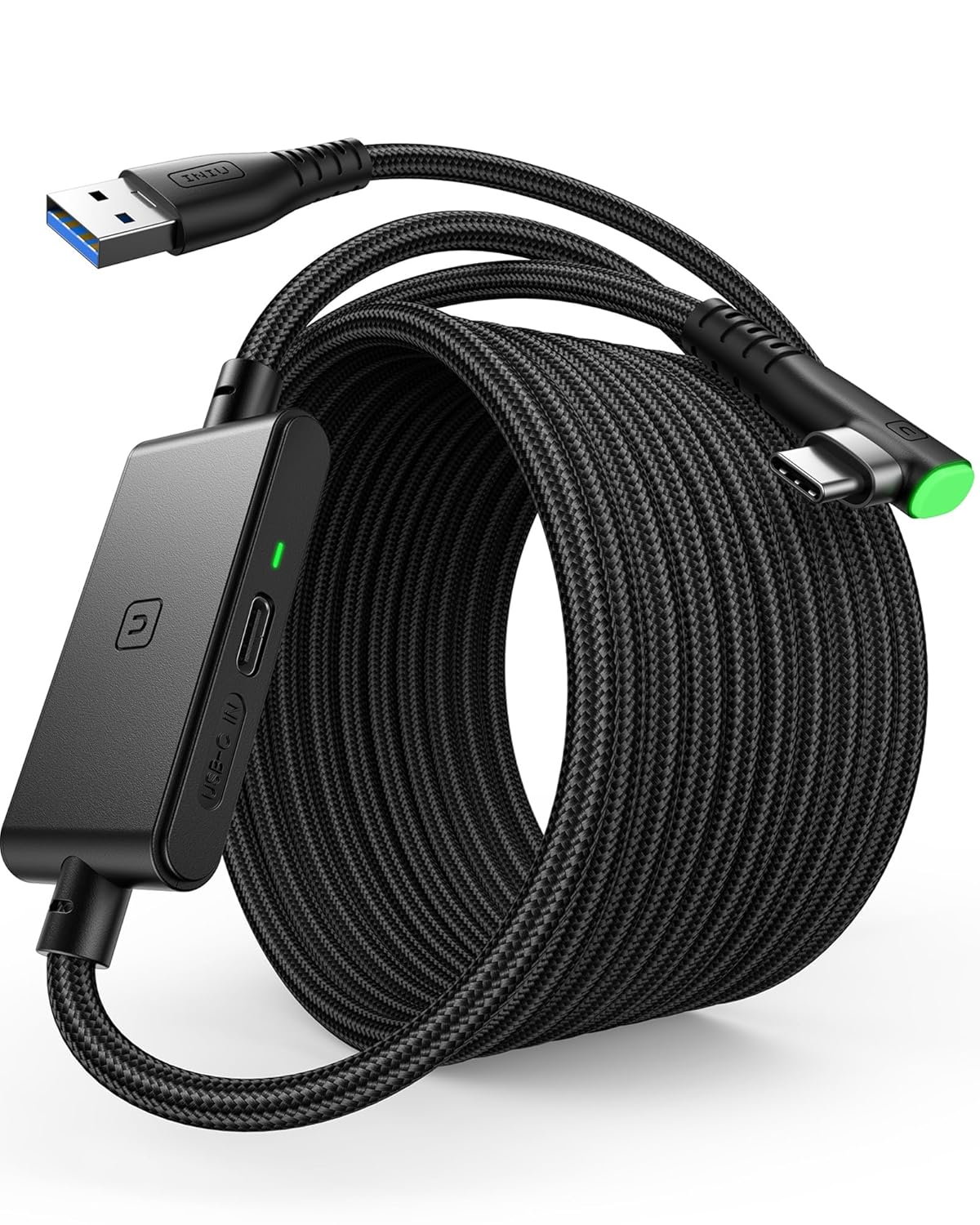 Кабель INIU USB 3.0 to USB C для Meta Quest 3S/Quest 3/Oculus Quest 2/Pico 4 з живленням, 5м, чорний