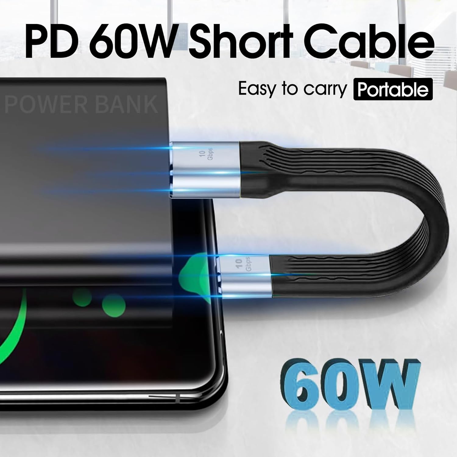 Кабель KETSOOBI USB A to USB-C 15Вт, USB 3.1, 10Gbps, 0.13м, black - Зображення 2