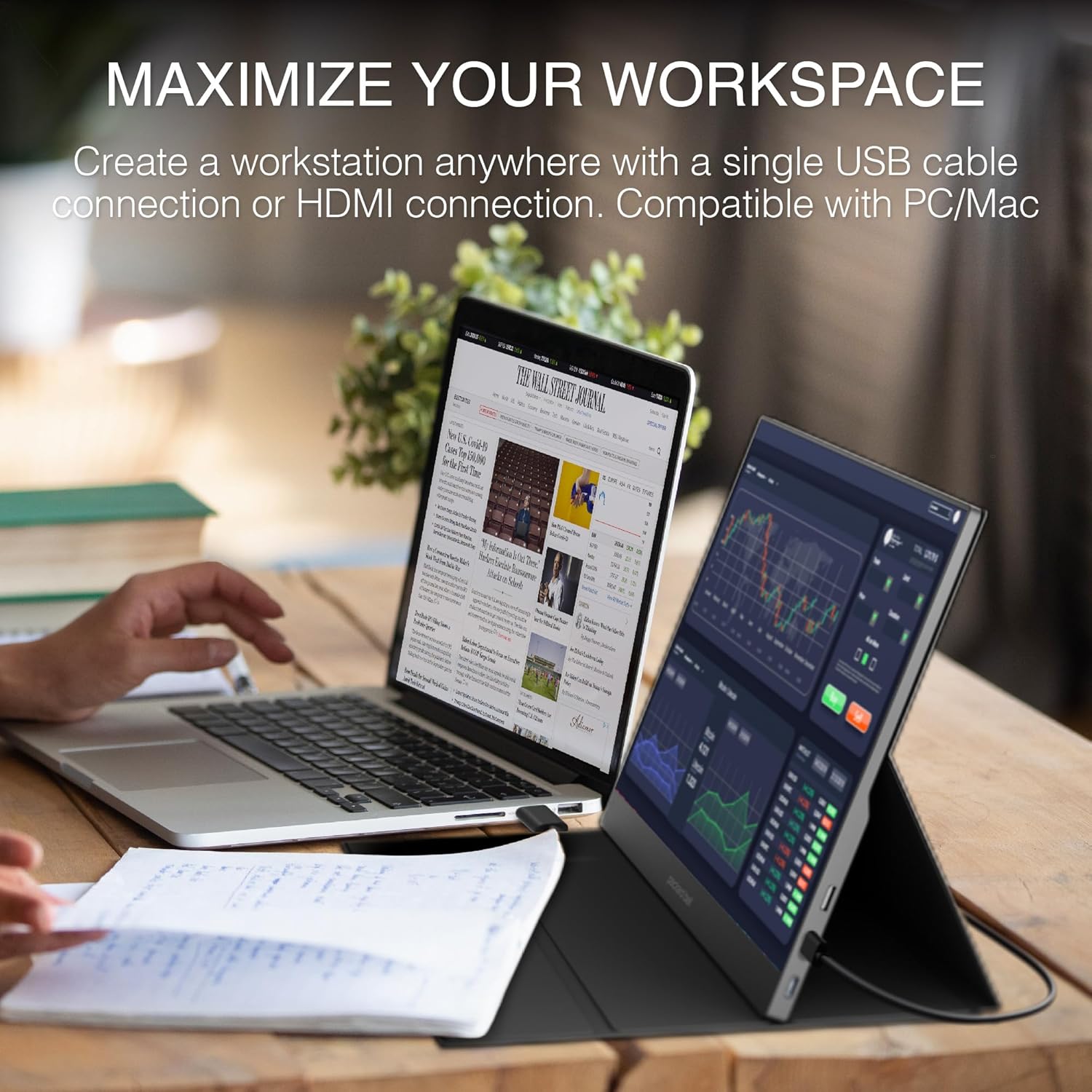 Монітор портативний Packard Bell 15.6" 1080P FHD USB-C, miniHDMI, HDR, IPS, VESA Mount & Smart Cover (M15600BK) - Зображення 3