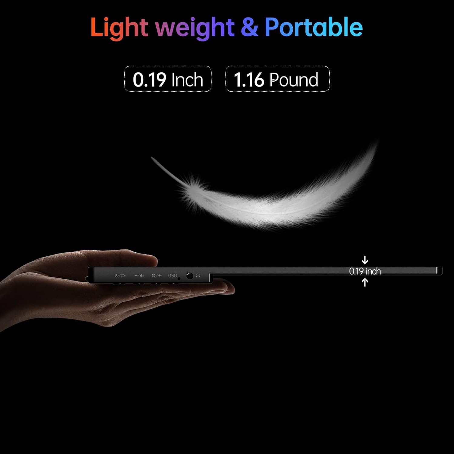 Монітор портативний VILVA 14" 1200P FHD USB-C, miniHDMI, HDR, IPS, Smart Cover (V140F1) - Зображення 3