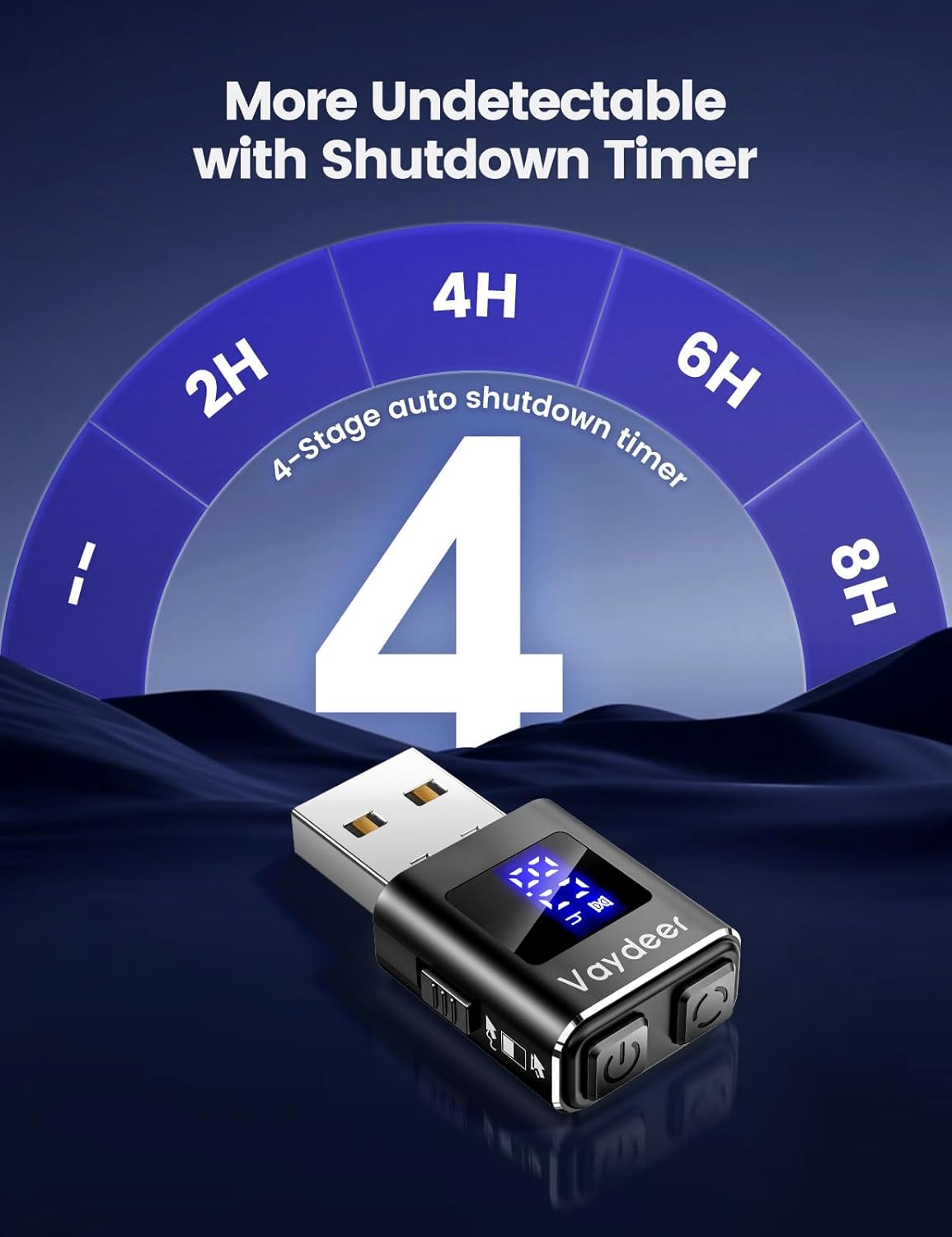 Вігглер шейкер симулятор для миші Vaydeer Mouse Mover Jiggler T5s with Timer, LED Countdown 3-buttons Silver - Зображення 4