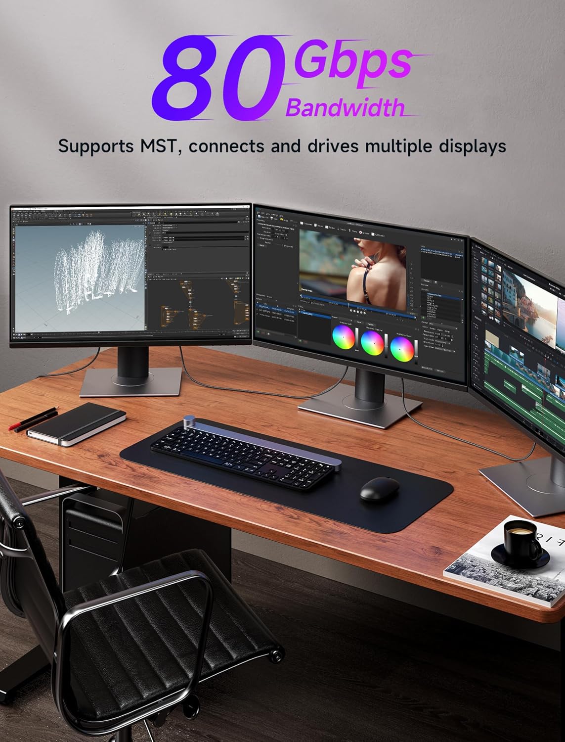 Кабель Jsaux Displayport v2.1 16K@60Hz, 8K@120Hz, 4K@240Hz, 80Gbps, 3м, сірий - Зображення 5