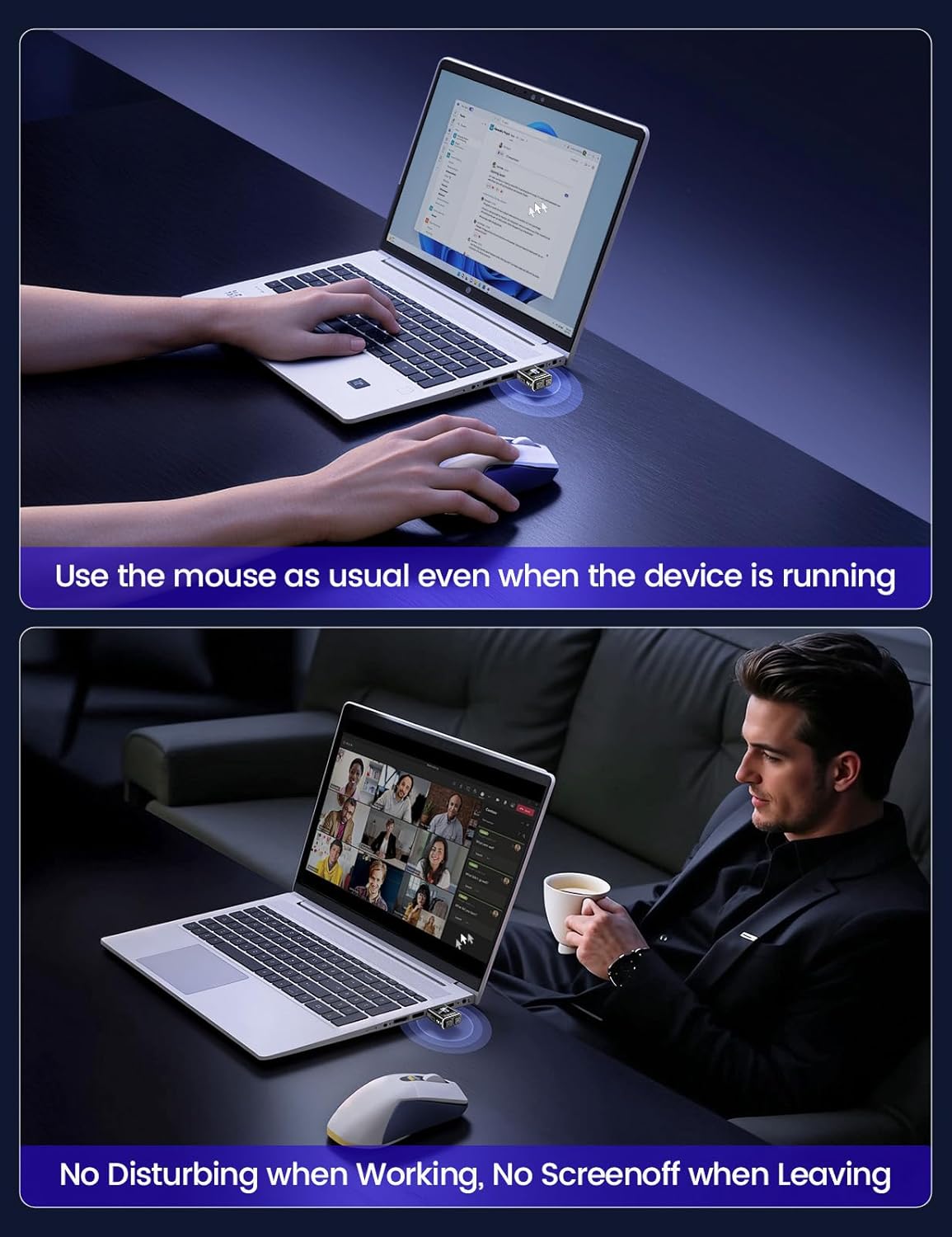 Вігглер шейкер симулятор для миші Vaydeer Mouse Mover Jiggler T5s with Timer, LED Countdown 3-buttons Silver - Зображення 6