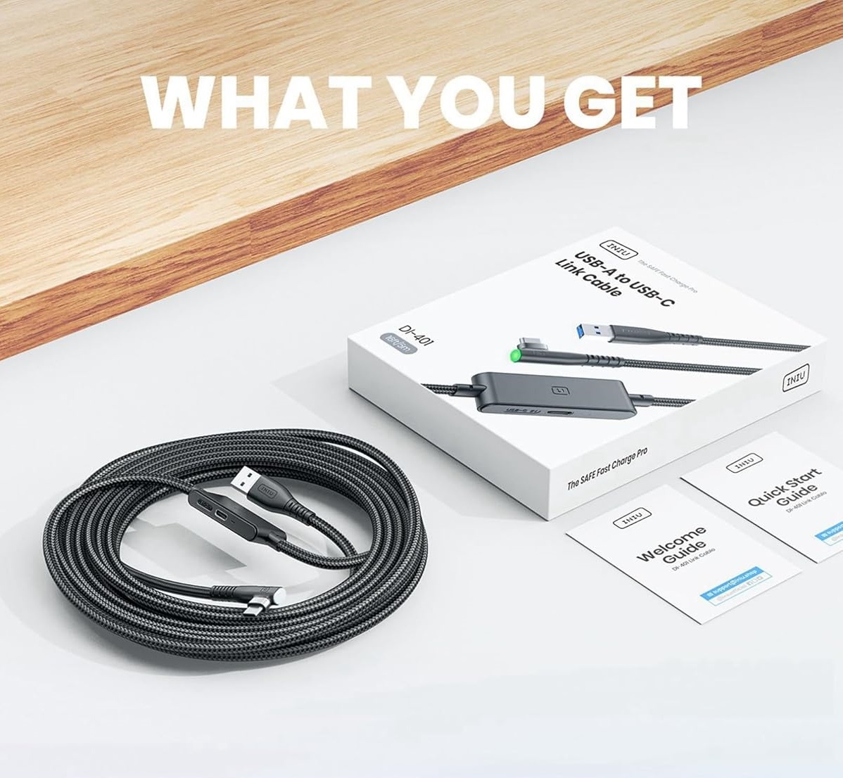 Кабель INIU USB 3.0 to USB C для Meta Quest 3S/Quest 3/Oculus Quest 2/Pico 4 з живленням, 5м, чорний - Зображення 8