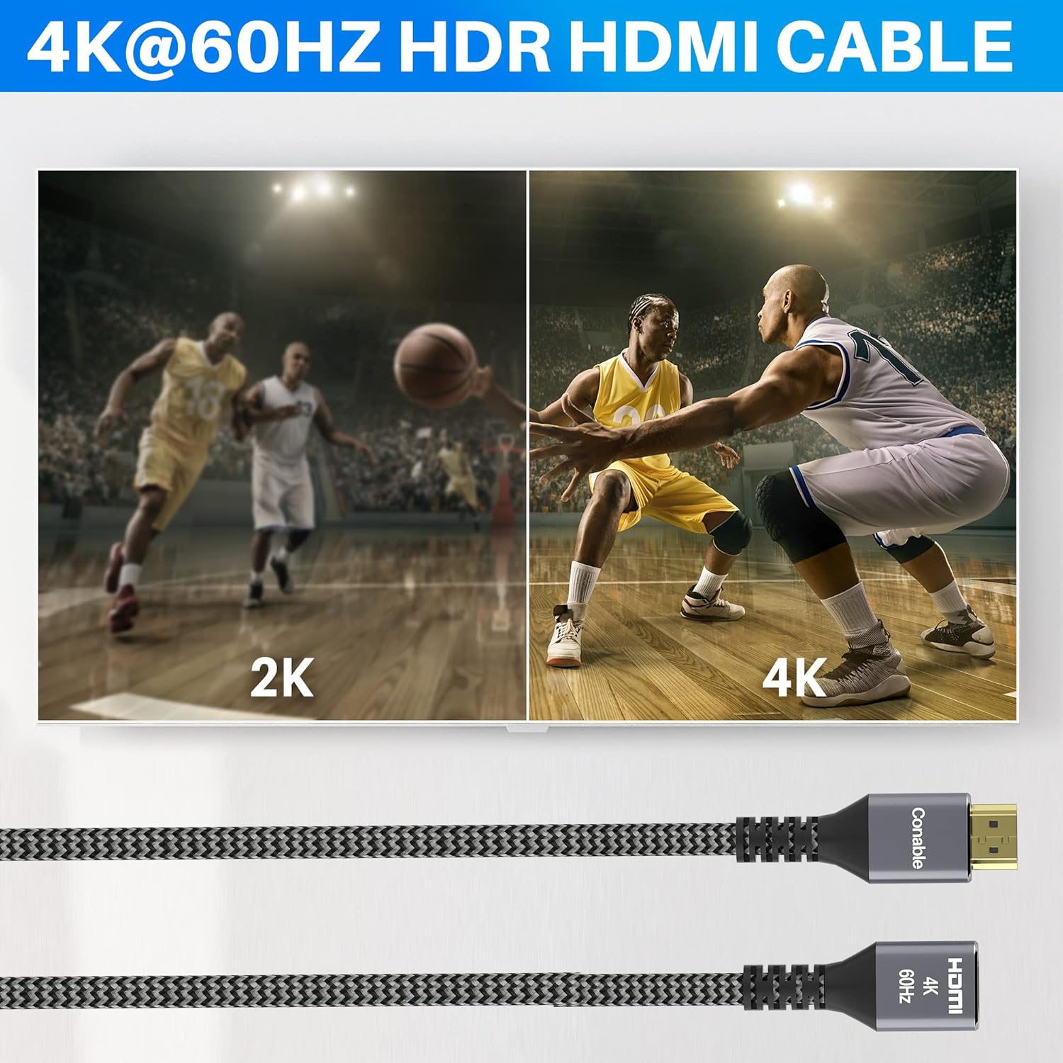 Кабель подовжувач Conable HDMI 2.0, 4K@60Hz, 1.8м, grey + адаптер DOWN Angle - Зображення 4