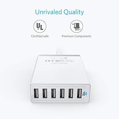 Зарядний пристрій Anker 60W 6 Port Charging Station, PIQ (A2123) white - Зображення 5