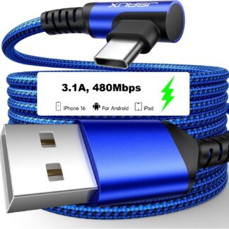 Кабель JSAUX Type A to Type-C USB2.0, 3.1A, L-подібний, 2м, синій