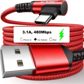 Кабель JSAUX Type A to Type-C USB2.0, 3.1A, L-подібний, 2м, червоний