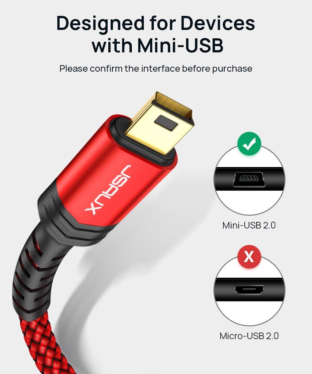 Кабель JSAUX USB Type A to miniUSB USB2.0 2м червоний - Зображення 2