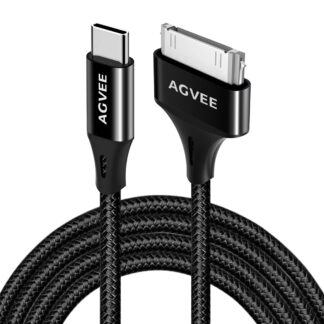 Кабель AGVEE Type-C to 30pin Lightning для iPhone 4/4S iPad 1/2/3 iPod, 480Mbps, 2.1А, 1м, black