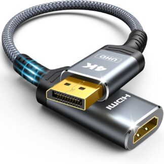 Адаптер Highwings Displayport to HDMI, DP1.2, 4K@30Hz, 4K@60Hz, 1080p@140Hz, 0.15м, grey