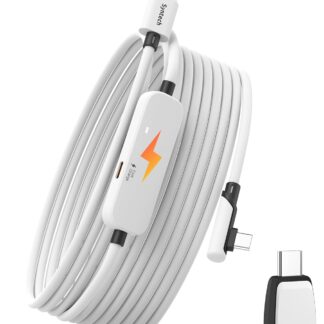 Кабель Syntech USB 3.0 to USB C для Meta Quest 3S/Quest 3/Oculus Quest 2/Pico 4 з живленням, 5м, адаптер USB A/C, білий