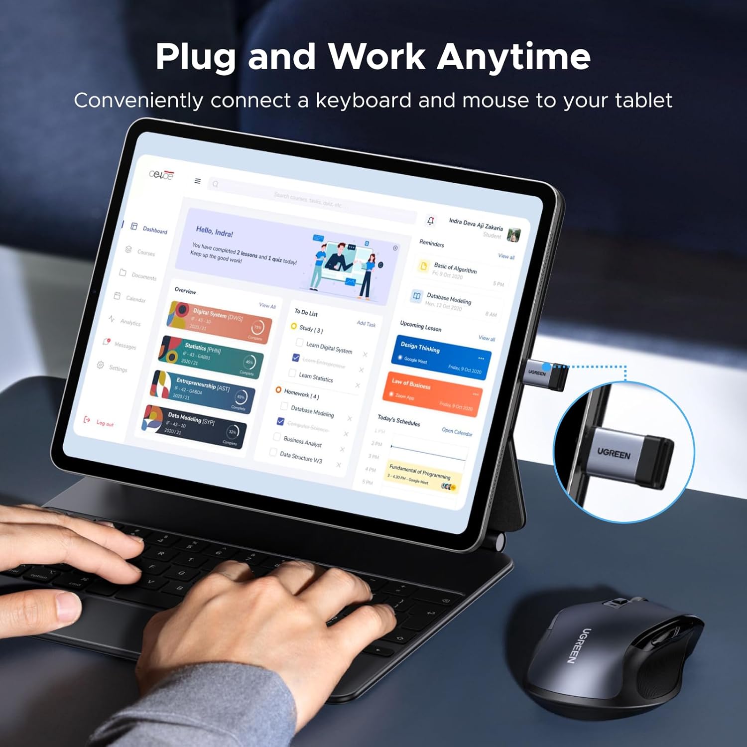 Адаптер-перехідник UGREEN Type-C to USB 3.2, 10Gbps, Gray - Зображення 6