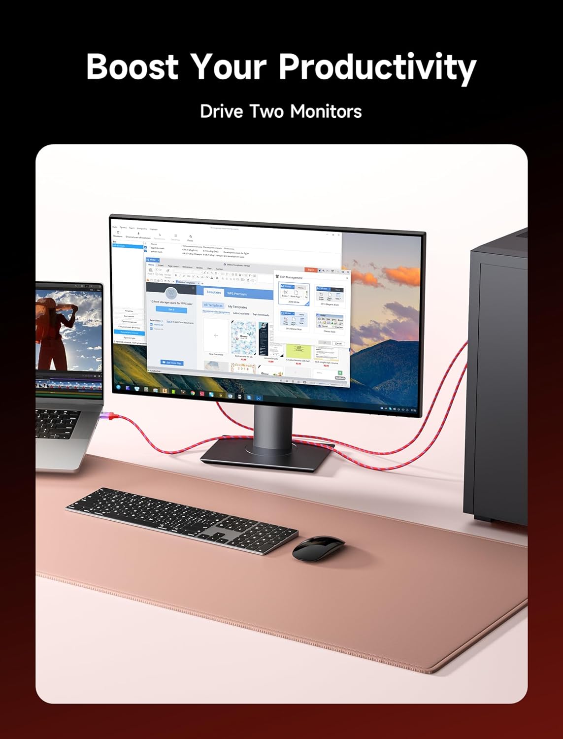 Кабель Jsaux HDMI 2.1 slim, 48Gbps, 8K@60Hz, 4K@120Hz 1м, multicolored - Зображення 6