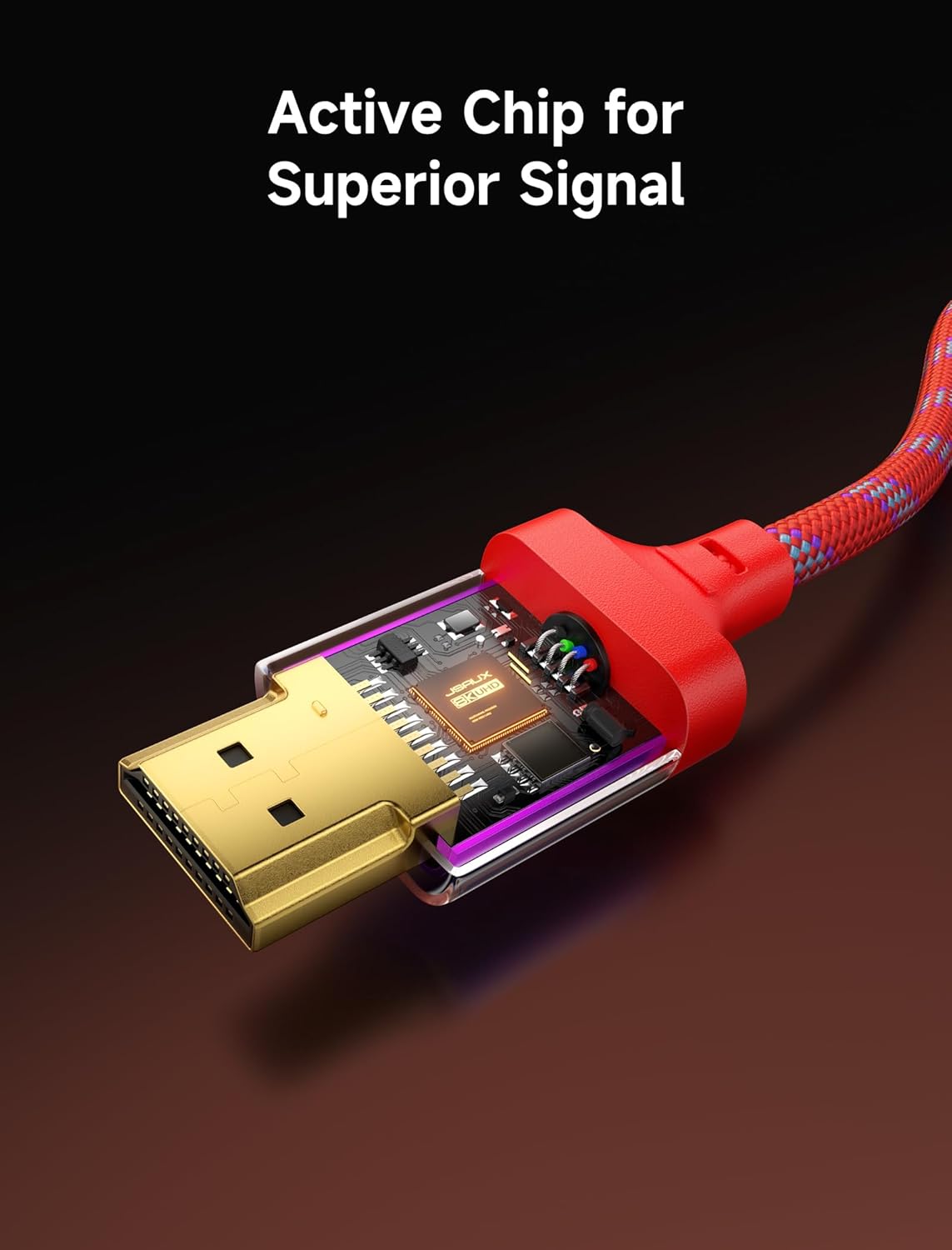 Кабель Jsaux HDMI 2.1 slim, 48Gbps, 8K@60Hz, 4K@120Hz 1м, multicolored - Зображення 7