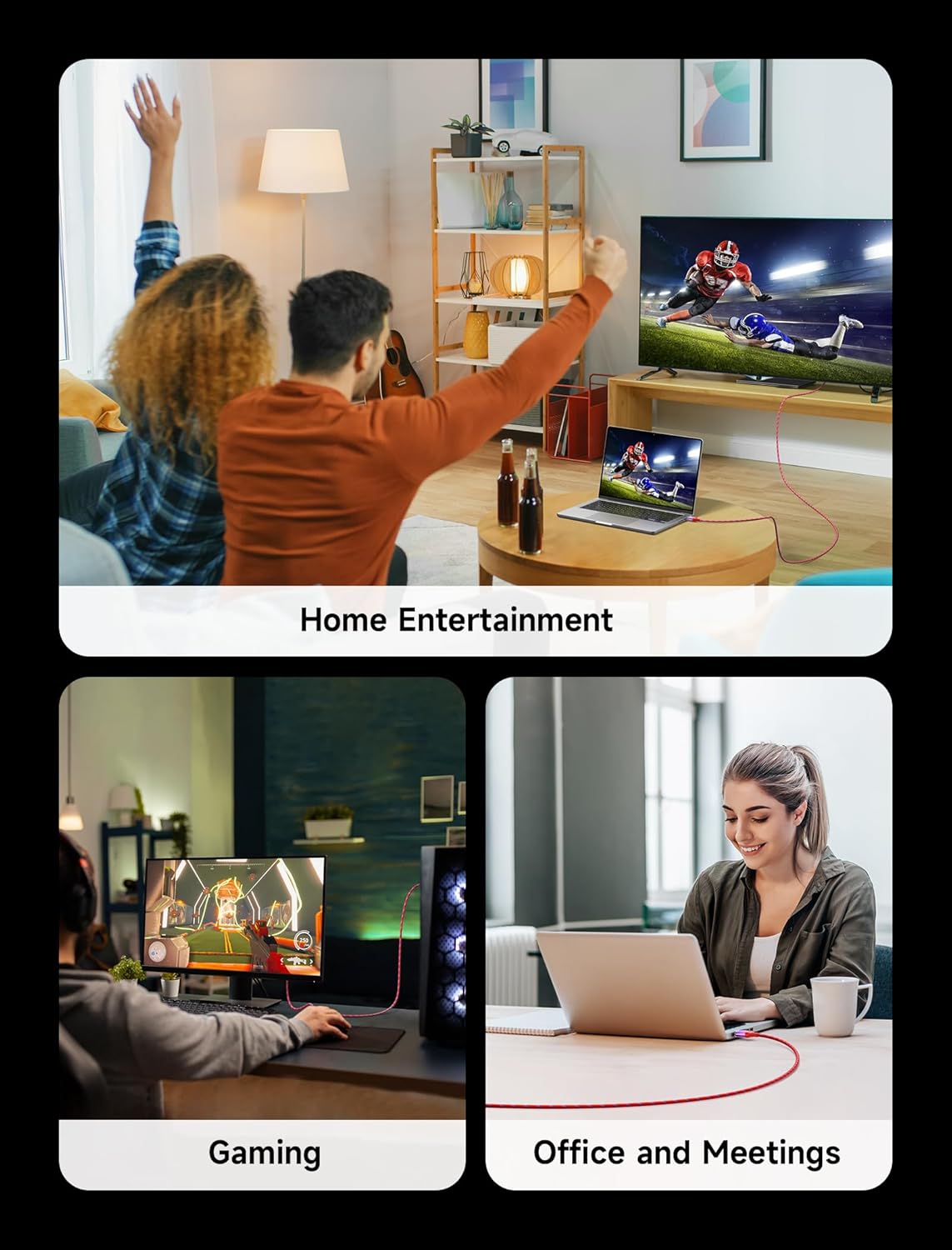 Кабель Jsaux HDMI 2.1 slim, 48Gbps, 8K@60Hz, 4K@120Hz 1м, multicolored - Зображення 8