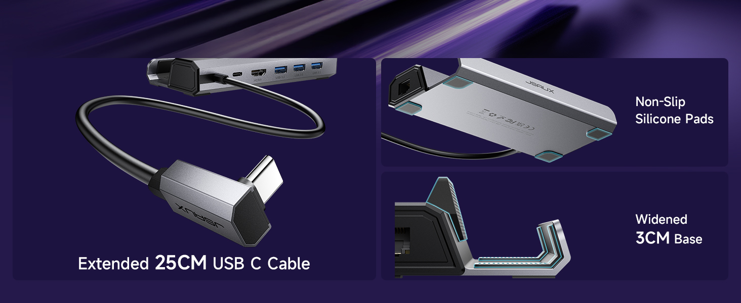 Док-станція JSAUX для Steam Deck/ROG Ally/Legion Go Dock, 6-в-1 HDMI 4K@120Hz, Gigabit Ethernet, USB-A и 100 Вт USB-C (HB0603S) - Зображення 11