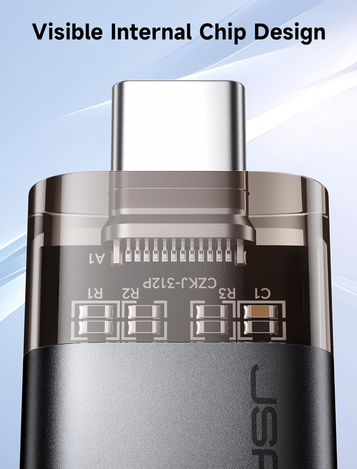 Адаптер-перехідник JSAUX Type-C to USB 3.0, 5Gbps, black - Зображення 3