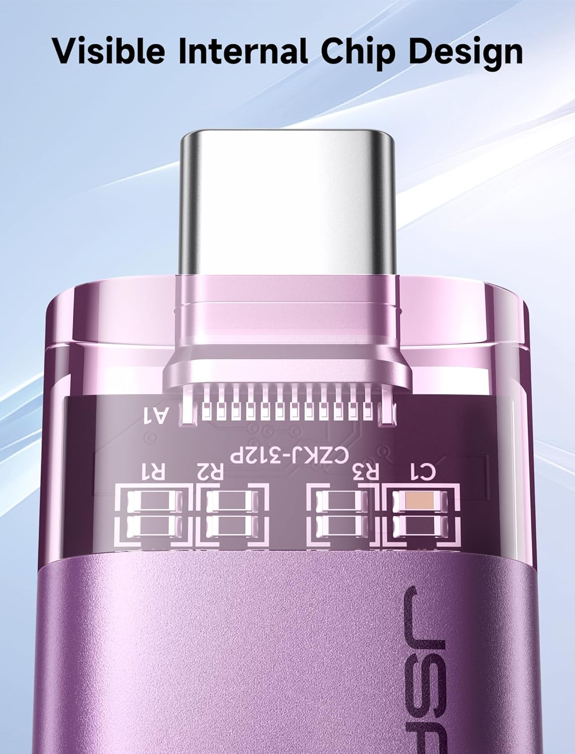 Адаптер-перехідник JSAUX Type-C to USB 3.0, 5Gbps, purple - Зображення 3
