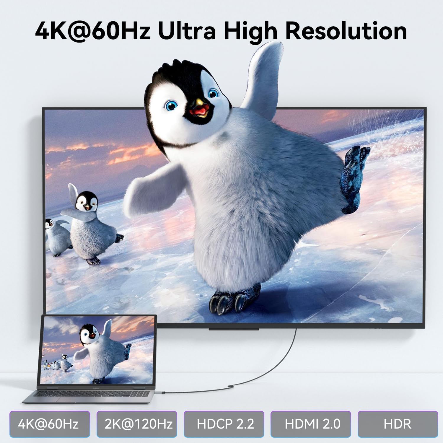 Кабель BENFEI HDMI to USB Type-C, 4K@60Hz, 2K@120Hz, 1.8м сірий - Зображення 3