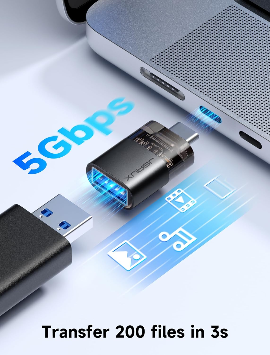 Адаптер-перехідник JSAUX Type-C to USB 3.0, 5Gbps, black - Зображення 4