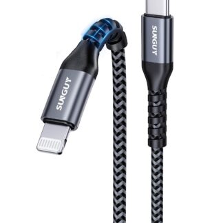 Кабель SUNGUY USB-C to Lightning [MFi Certified] 20W, 480Mbps, grey, 0.3м