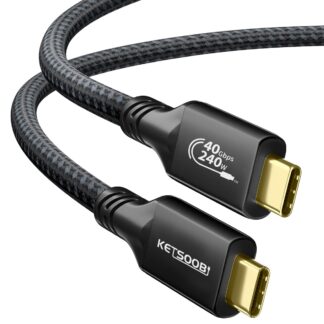 Кабель KETSOOBI USB-C [USB-IF Certified], USB 4.0, Thunderbolt 5 Compatible, 240Вт, 80Gbps, 1.2м, black