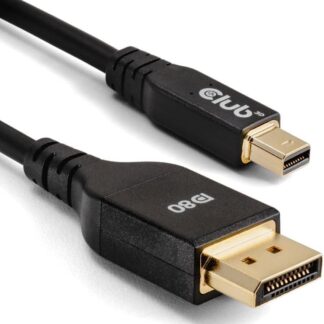 Кабель Club 3D mini DisplayPort to Displayport v2.1 [VESA Certified] 8K@60Hz, 4K@240Hz Bi-Directional 80Gbps 1м чорний (CAC-1116)