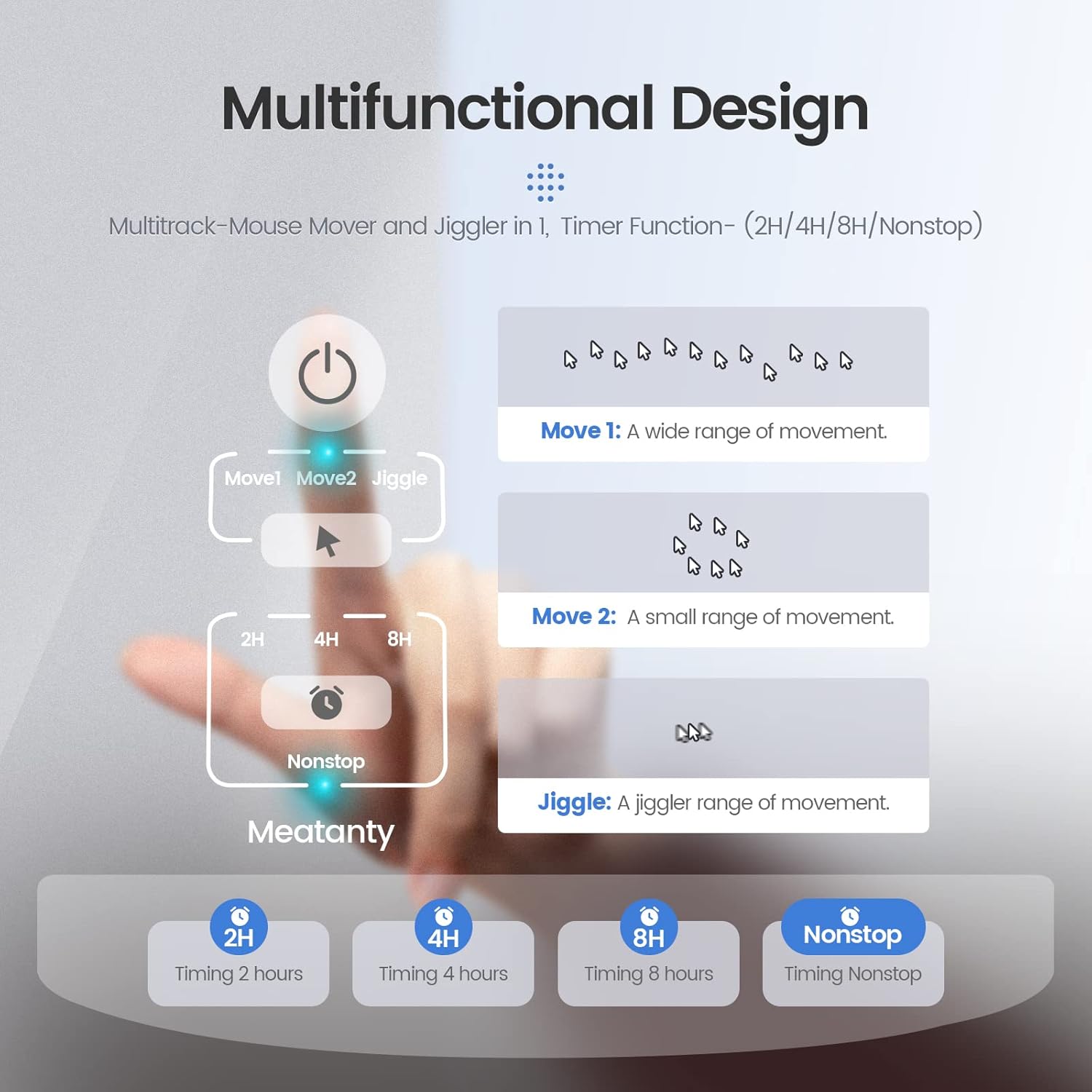 Вігглер шейкер симулятор для миші Meatanty USB-C/USB-A, Timer, black - Зображення 2