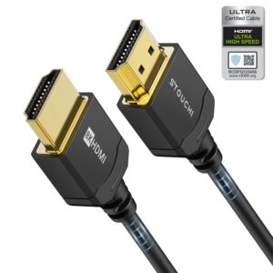 Кабель Stouchi HDMI 2.1 [Certified Ultra High Speed HDMI] 48Gbps, Thin, 8K@60Hz, 4K@120Hz, 1м, black (UH8K-1M)