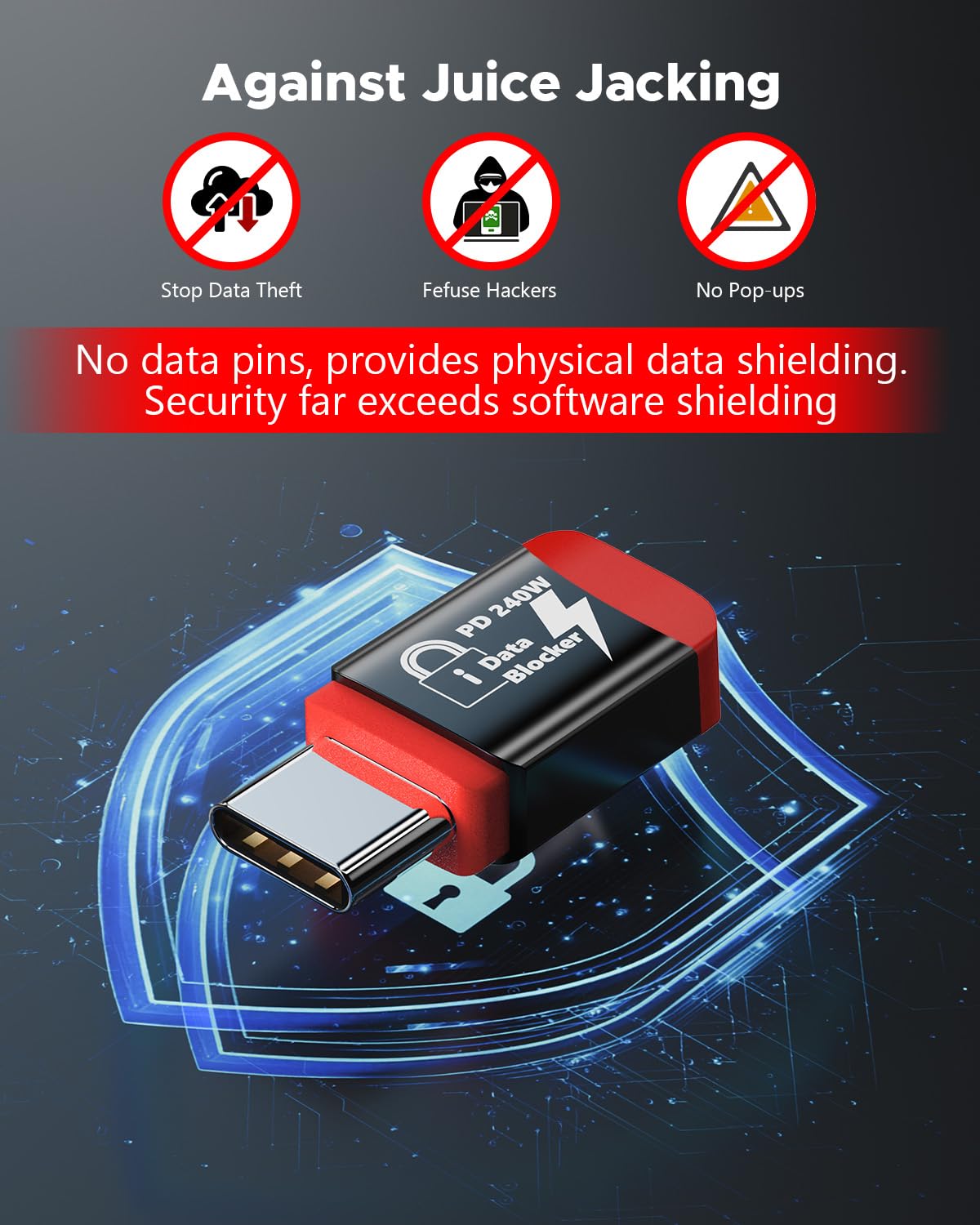 Адаптер Rixmie USB C to C Data Blocker, 240Вт, PD, red - Зображення 3