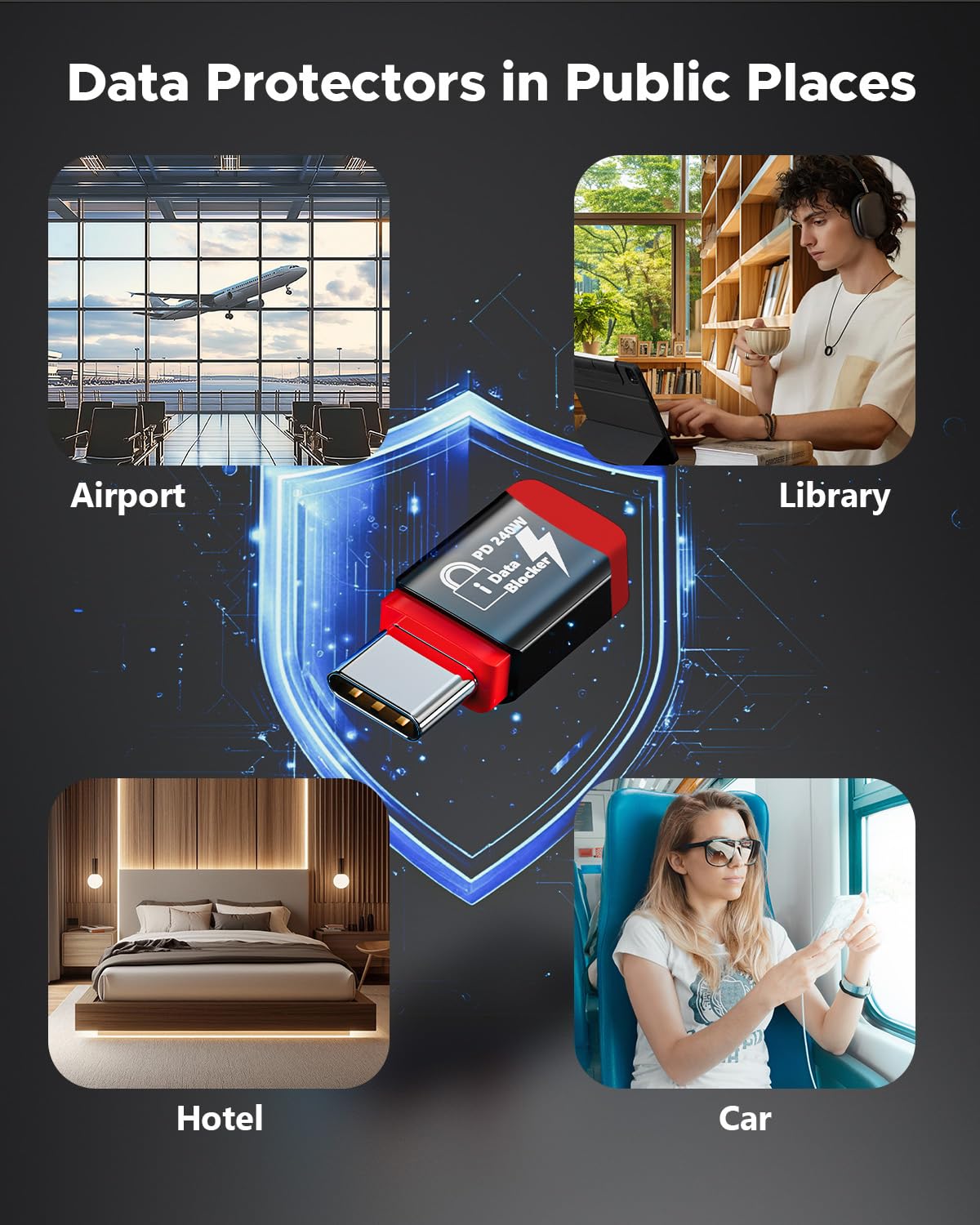 Адаптер Rixmie USB C to C Data Blocker, 240Вт, PD, red - Зображення 5