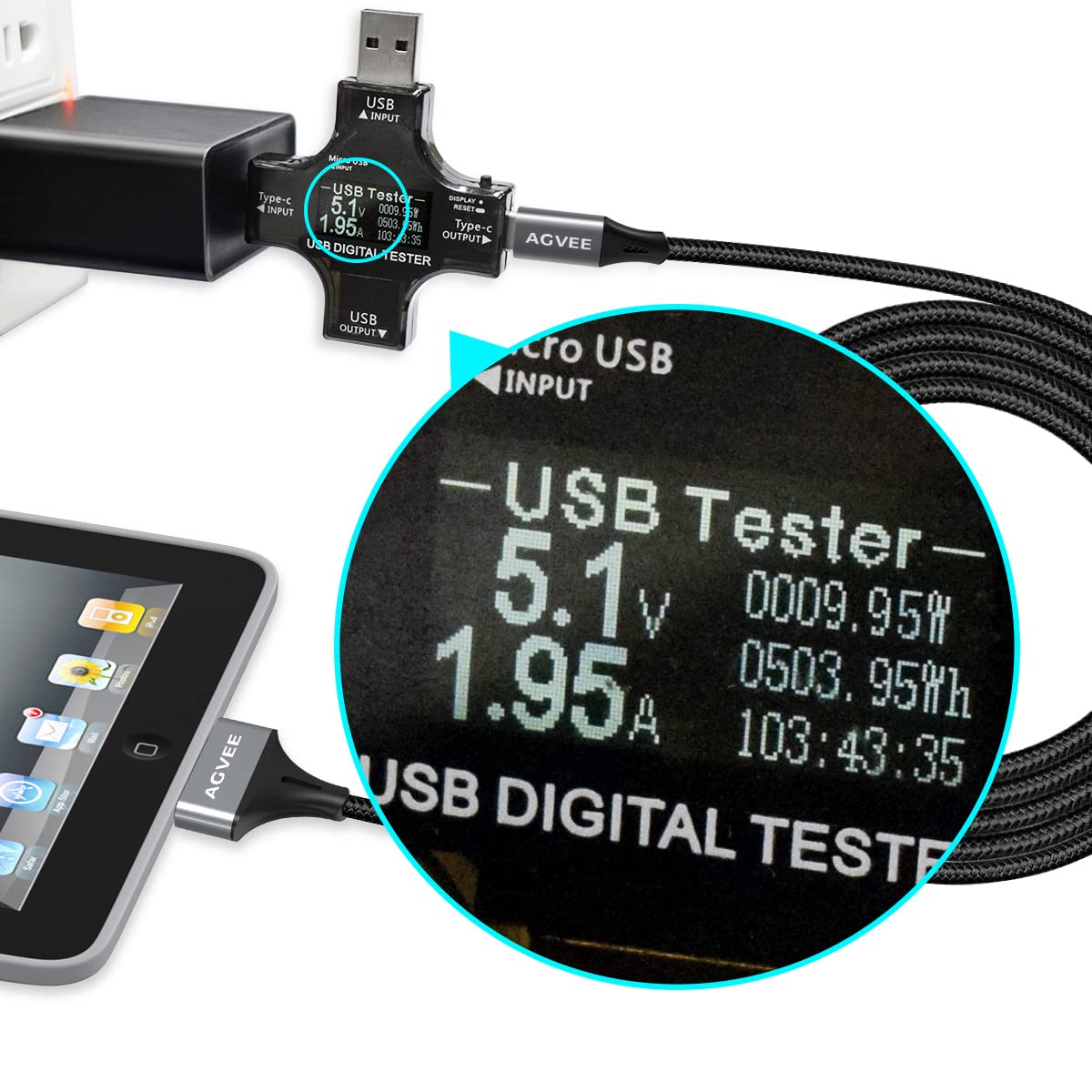 Кабель AGVEE Type-C to 30pin Lightning для iPhone 4/4S iPad 1/2/3 iPod, 480Mbps, 2.1А, 1м, dark grey - Зображення 2