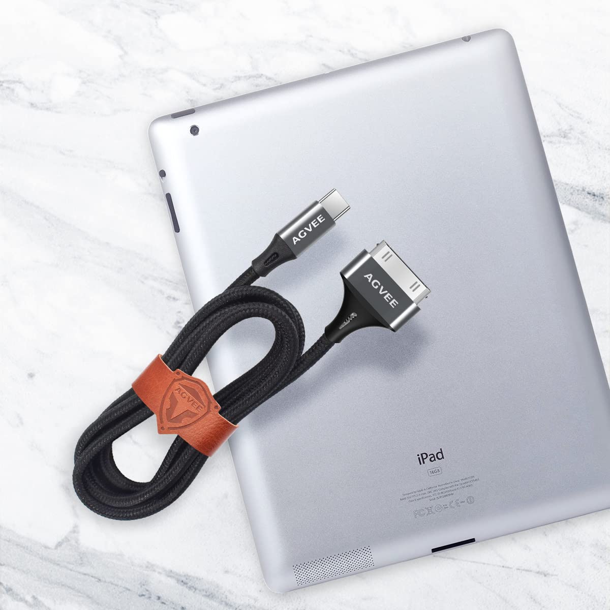 Кабель AGVEE Type-C to 30pin Lightning для iPhone 4/4S iPad 1/2/3 iPod, 480Mbps, 2.1А, 1м, dark grey - Зображення 5