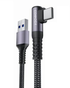 Кабель CONMDEX USB A to USB-C 15Вт, USB 3.1 Gen2, 10Gbps, Г-подібний, 1м, grey