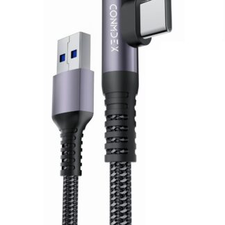 Кабель CONMDEX USB A to USB-C 15Вт, USB 3.1 Gen2, 10Gbps, Г-подібний, 1м, grey