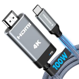 Кабель Highwings USB C to HDMI, 4K@60Hz, с підтримкою заряджання PD 100Вт, 1м, сірий