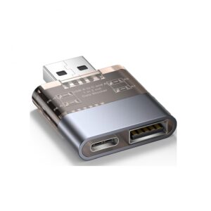 Адаптер JSAUX USB A to USB A/USB С Data Blocker, 3A, Grey