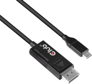 Кабель Club 3D USB C to DisplayPort 1.4 [VESA Certified], 8K@60Hz 4K@144Hz 2K@360Hz, 1.8м, black (CAC-1557)