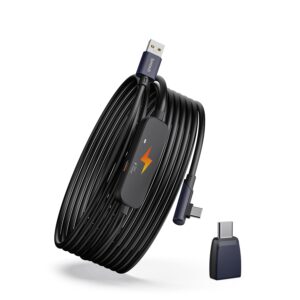 Кабель Syntech USB 3.0 to USB C для Meta Quest 3S/Quest 3/Oculus Quest 2/Pico 4 з живленням, 5м, адаптер USB A/C, чорний (M32C2-5BK)