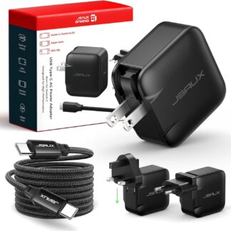 Блок живлення JSAUX 65Вт GaN, в комплекті кабель USB-C 65Вт 2 метра, вилки US/UK/EU, black (CH6505)